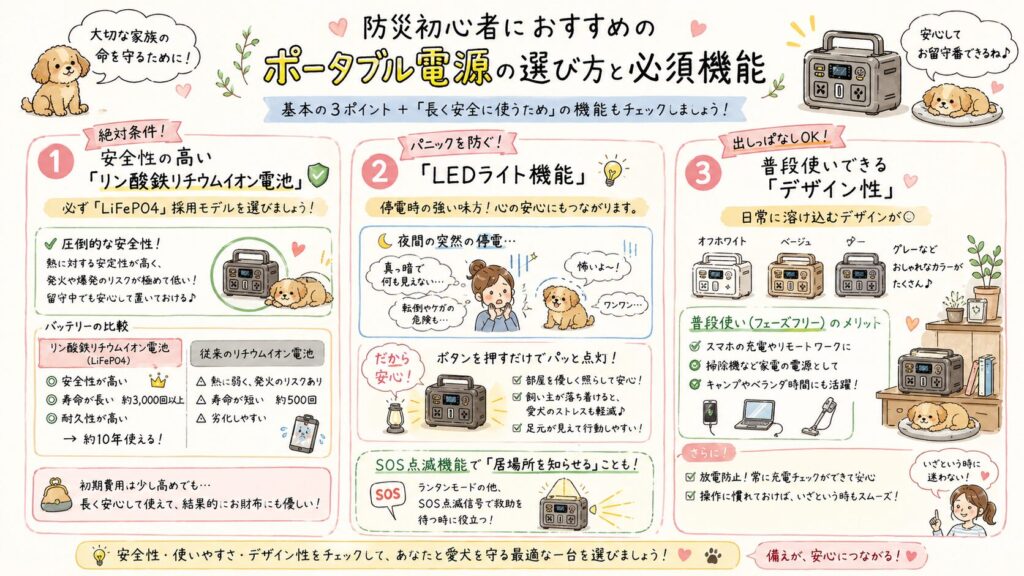 防災初心者におすすめのポータブル電源の選び方と必須機能