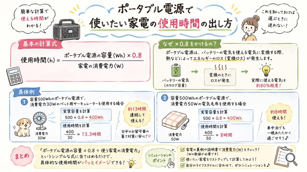 使いたい家電の使用時間の出し方