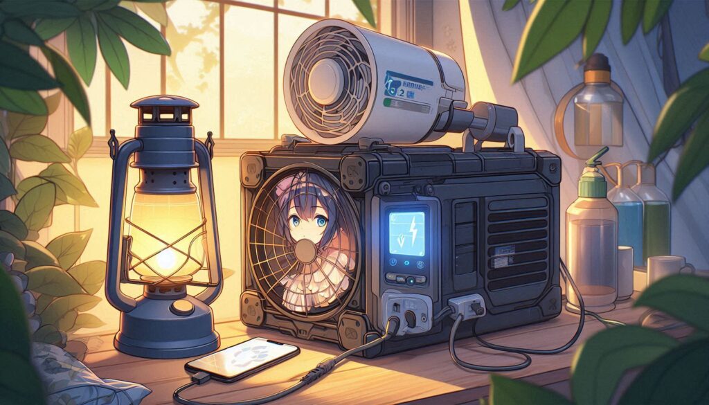 スマホ・扇風機・ライト