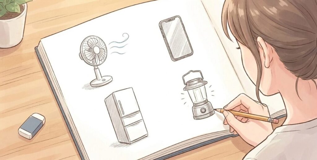 ステップ1：停電時に「これだけは動かしたい」家電をリストアップ