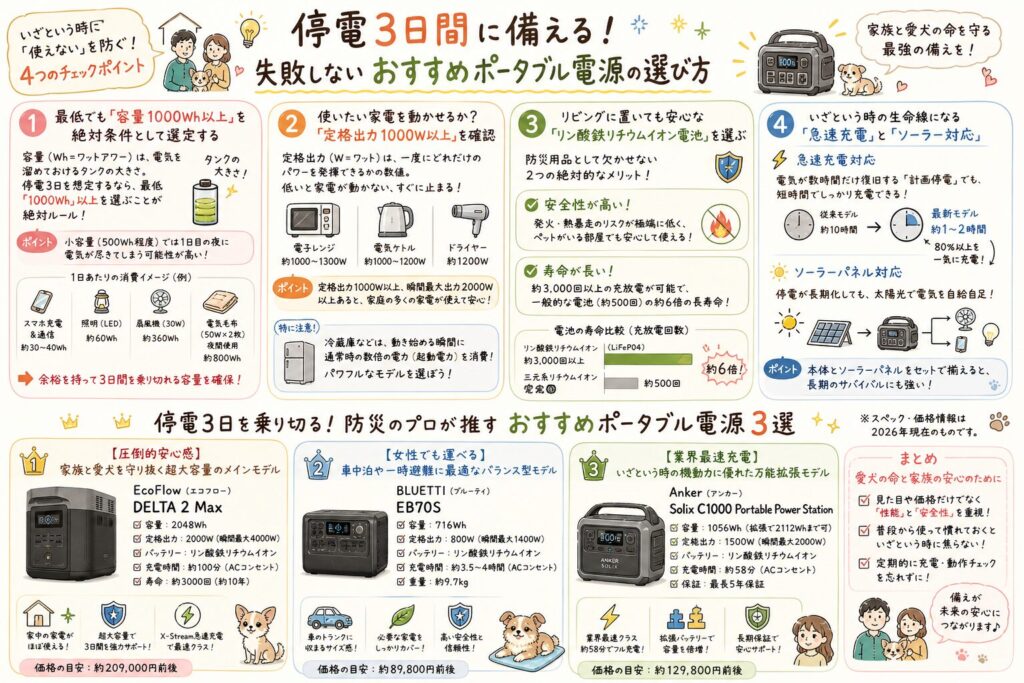 停電3日間に備える!失敗しないおすすめポータブル電源の選び方
