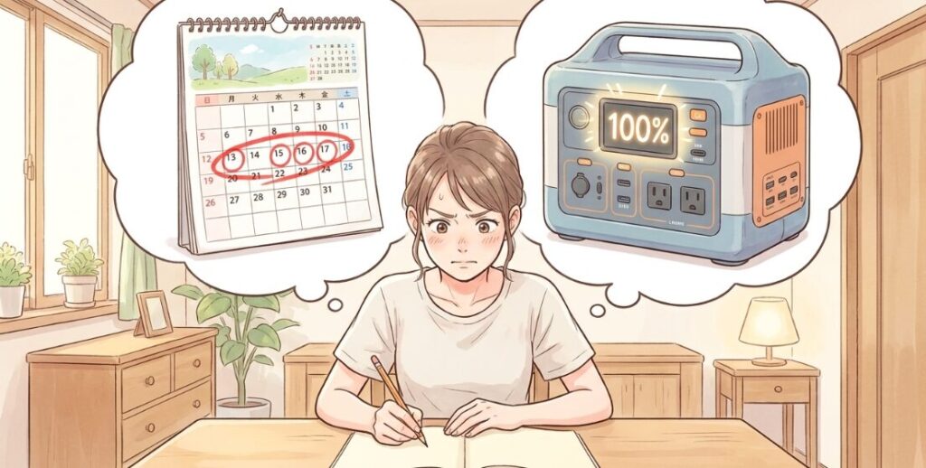 【〇日生きる】逆算！ポータブル電源『必要容量』の計算手順