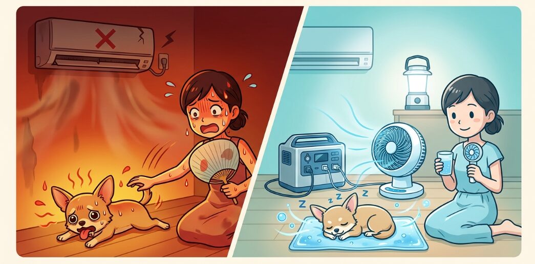夏の停電から犬を守る熱中症対策