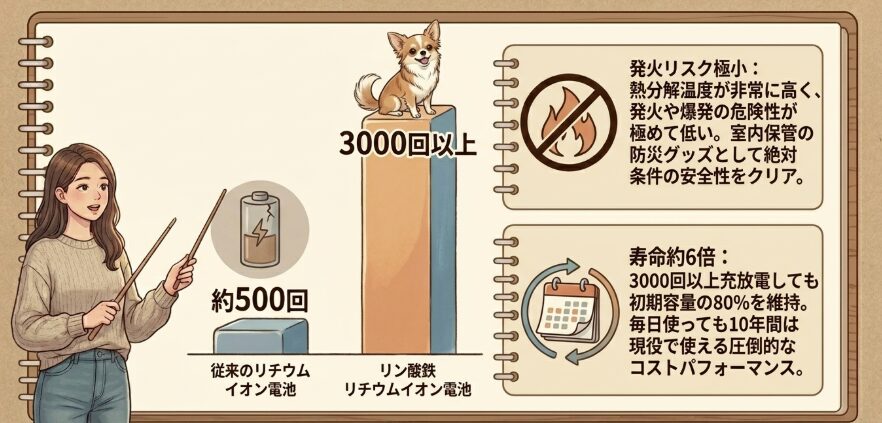 高い安全性を誇るリン酸鉄リチウムイオン電池