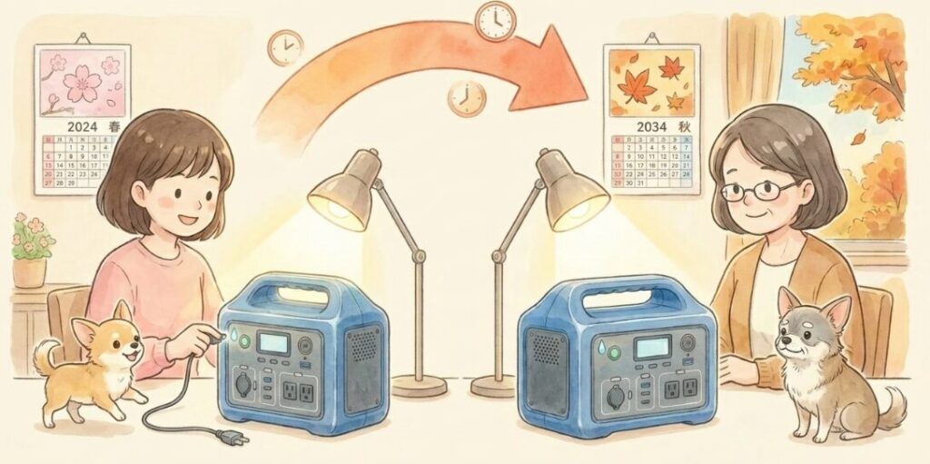 充放電の寿命が長く劣化しにくいメリット
