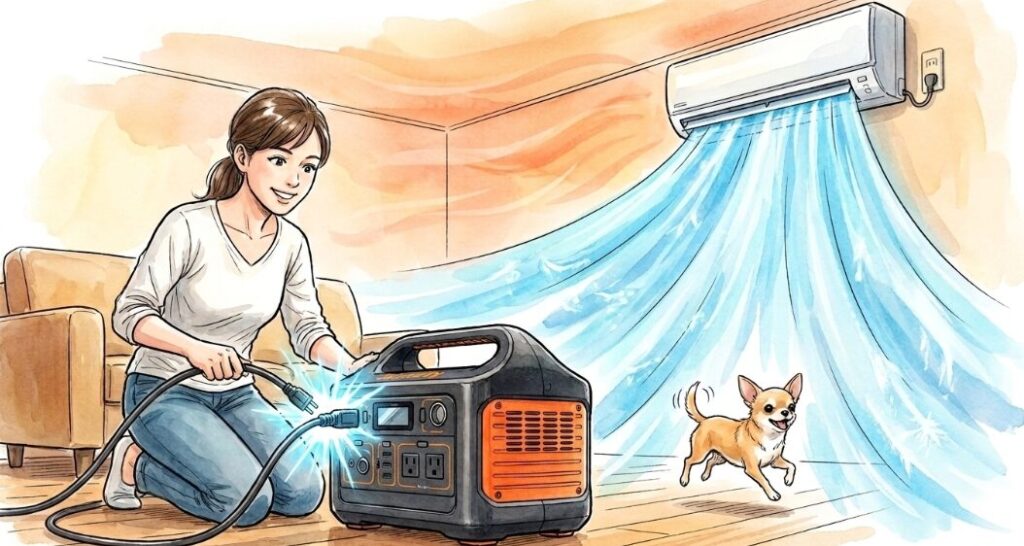 ポータブル電源でエアコンを動かす方法