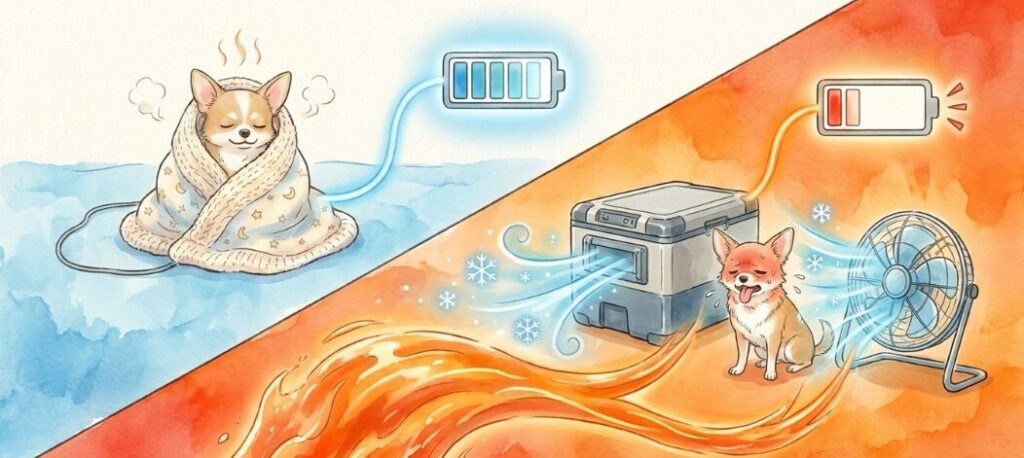 季節による電気毛布や扇風機の消費電力