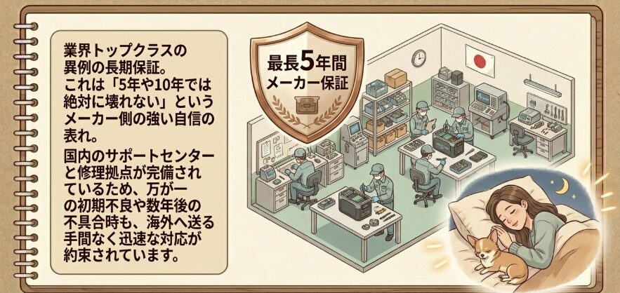 万が一の故障にも安心できる長期の製品保証