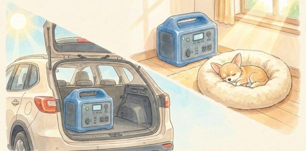 屋内や車内に常備する防災電源としての適性
