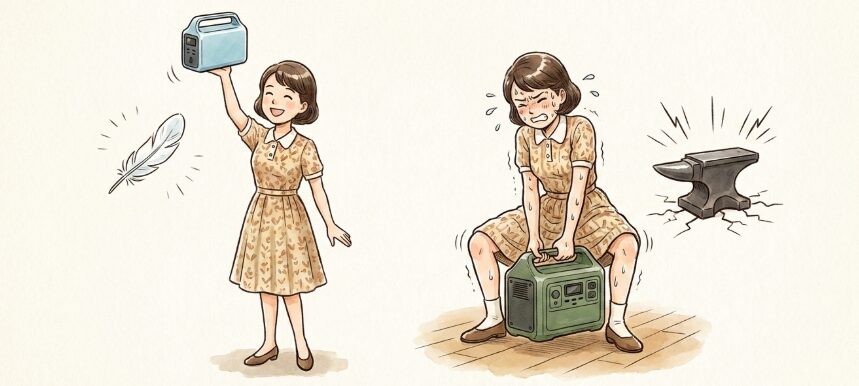 持ち運びやすさと重量の差