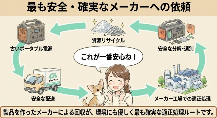 メーカー毎のポータブル電源の処分方法