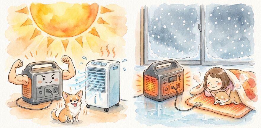 停電時の夏や冬の温度変化への強さ