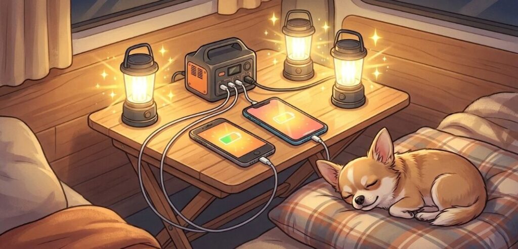 スマホやLEDランタンの充電に必要な容量