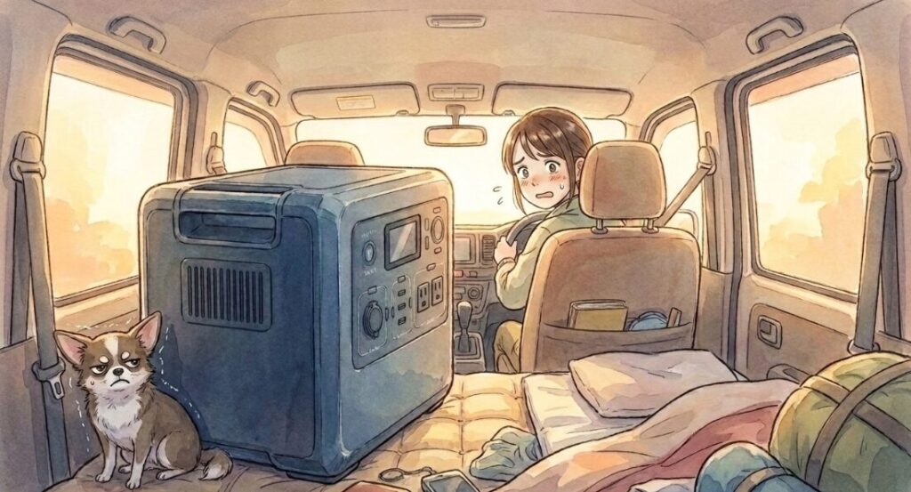 車中泊での置き場所に困るサイズ