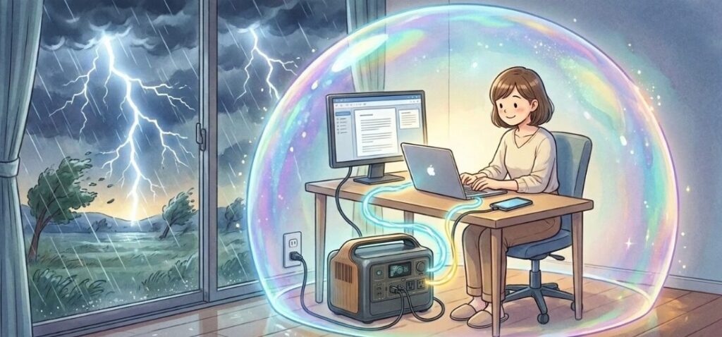 在宅ワークの電力をポータブル電源で賄う