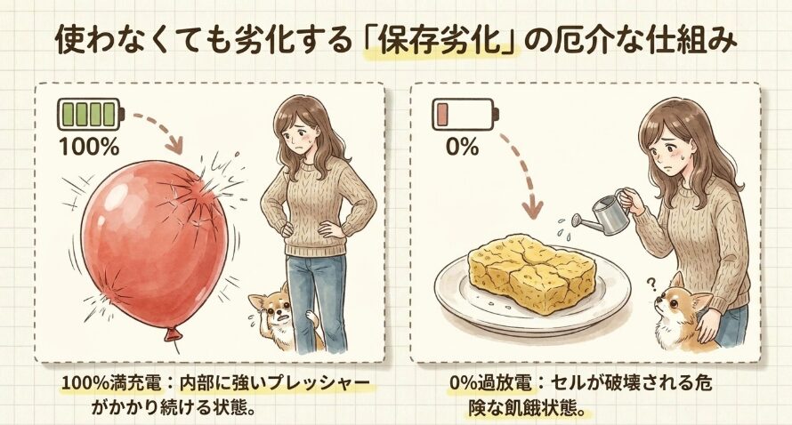 リチウムイオン電池が劣化する主な原因