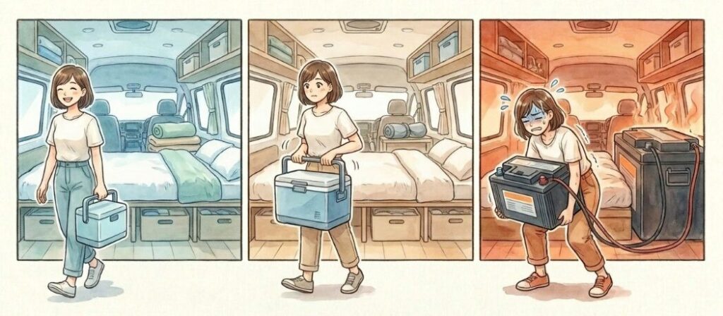 持ち運びやすさと車内スペースのバランス