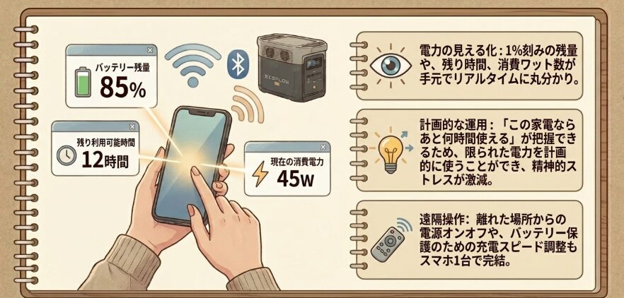 スマートフォンアプリと連携した便利な管理機能