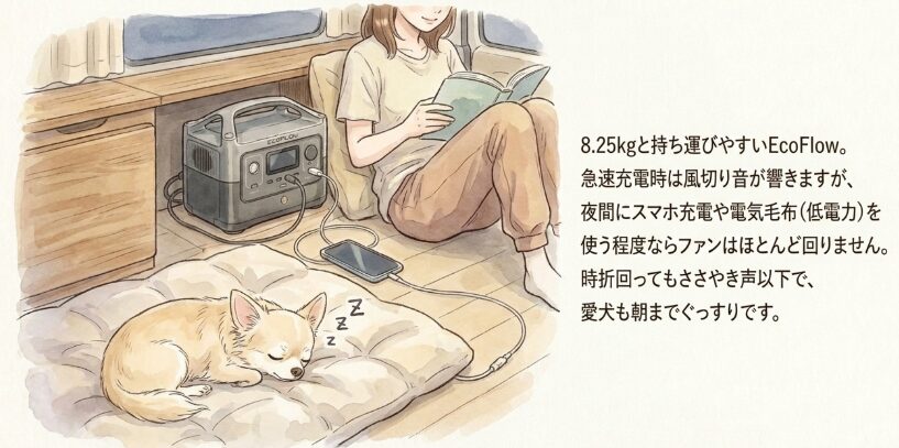 EcoFlow RIVER 2 Proの音とファンの動作