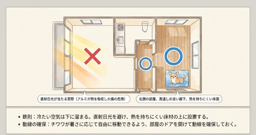 効率よく体を冷やす設置場所
