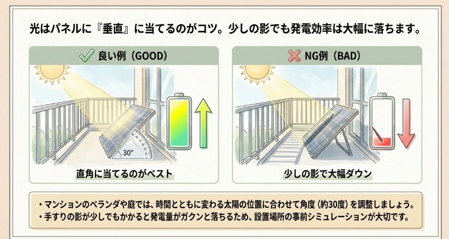 ベランダや庭での効率的な太陽光発電