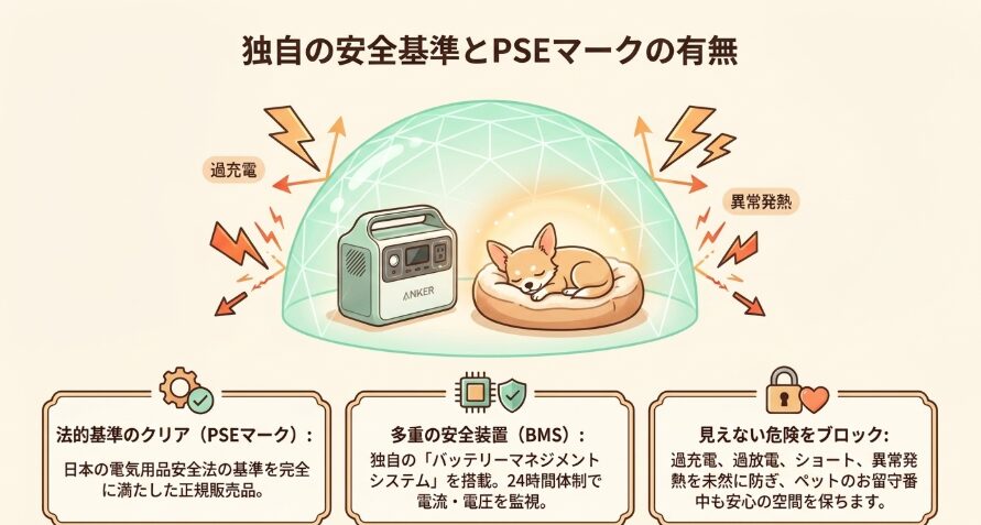 独自の安全基準とPSEマークの有無