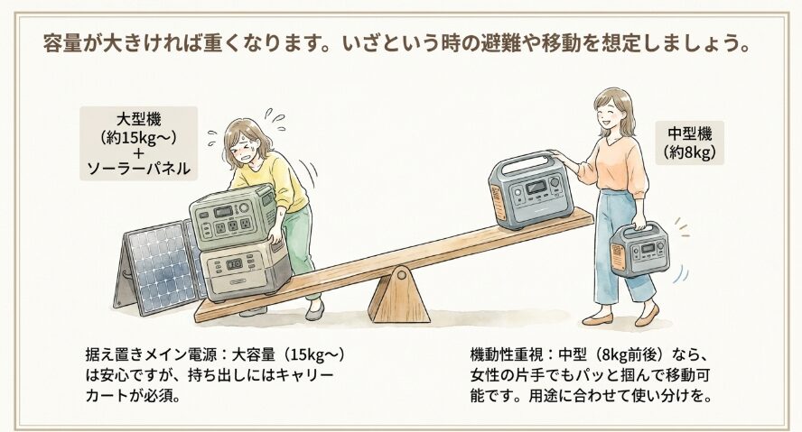 持ち運びやすさと重量のバランス