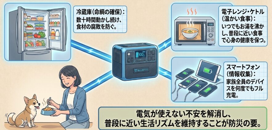 台風での長期停電や避難生活に備える大容量