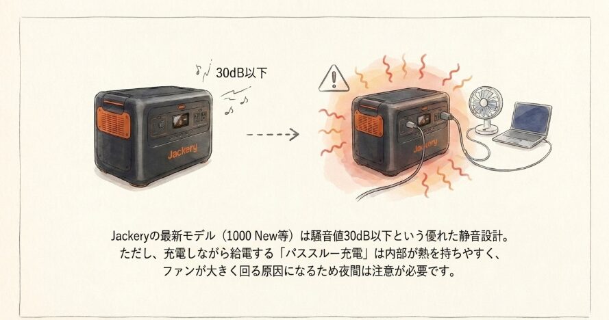 Jackeryのポータブル電源のファン音（動作音）