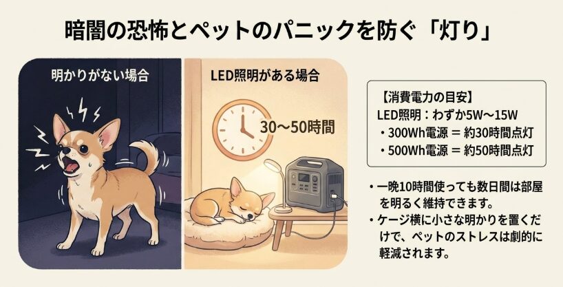 停電時に役立つLED照明の点灯時間