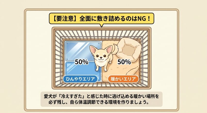 ペット用ひんやりグッズの併用