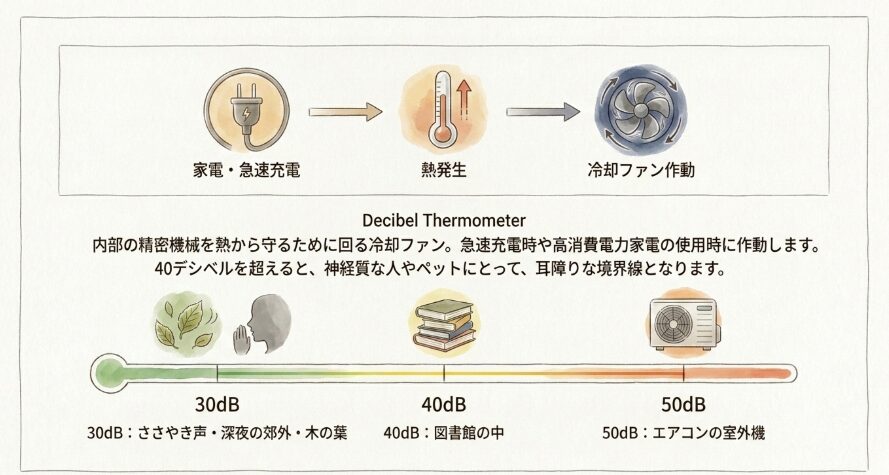 ファンが回るタイミングと動作音の目安