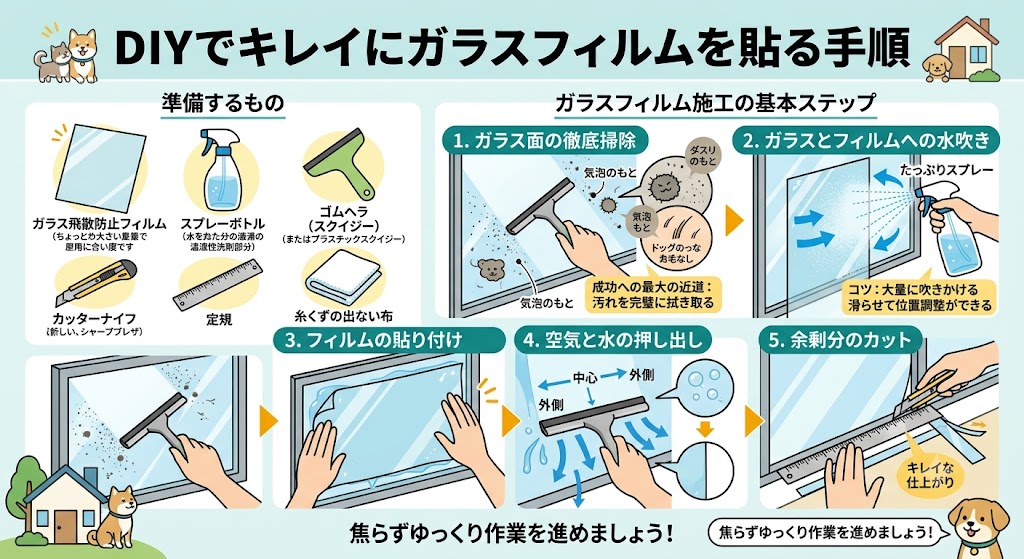 DIYでキレイにガラスフィルムを貼る手順
