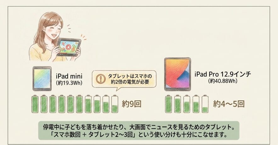 タブレットやiPadの充電回数の目安