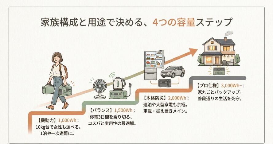 失敗しない選び方：容量別・4つの基本クラス