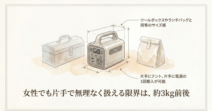 持ち運びが苦にならない重量とサイズ感