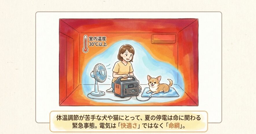 避難生活でペットを守るための電気