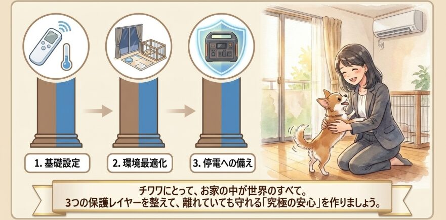 昼間にチワワだけで行うエアコン設定のまとめ