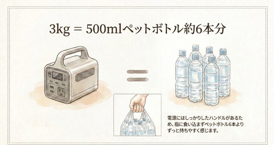 ５００ｍｌペットボトルと比べる手軽さ