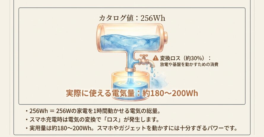 そもそも256Whとはどのくらいの電気量か