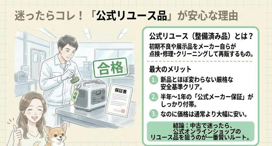 主要メーカーの公式リユース品の安全性