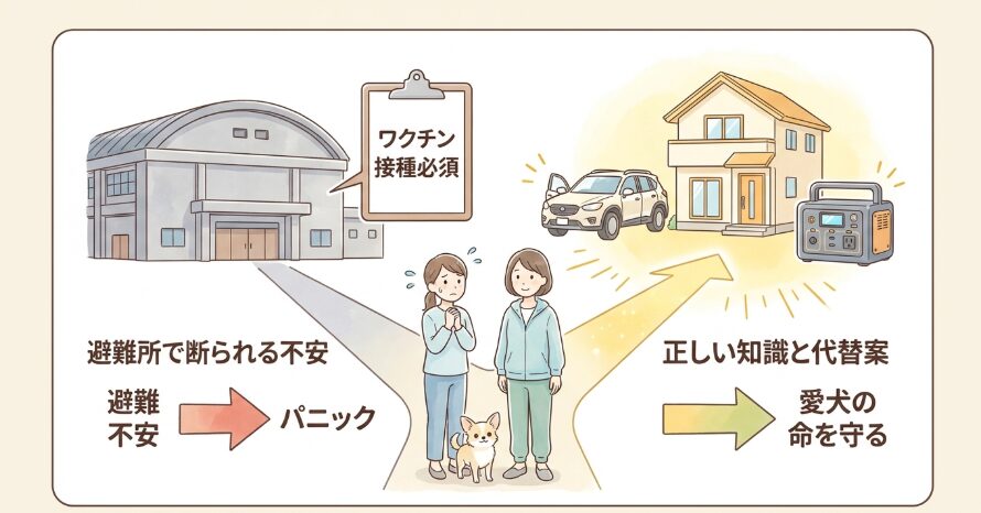 犬が避難所で予防接種を受けていないと断られるリスク