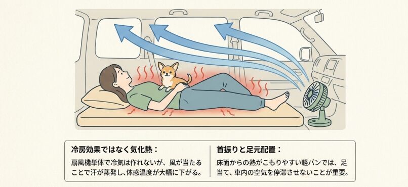 夏の車中泊で扇風機を使い快適に眠れたかレビュー