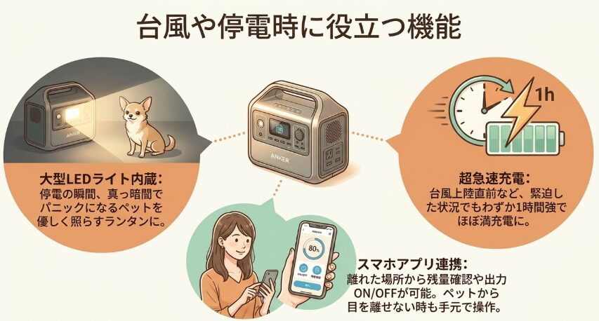 台風や停電時に役立つ役立つ機能