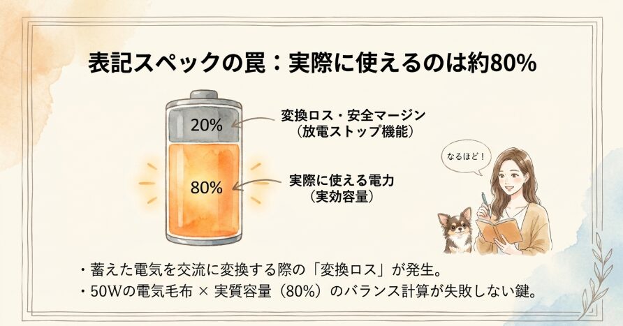 小型のポータブル電源で一晩持たせるための基本構造