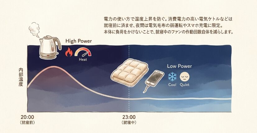 夜間の使用家電と消費電力を抑える工夫