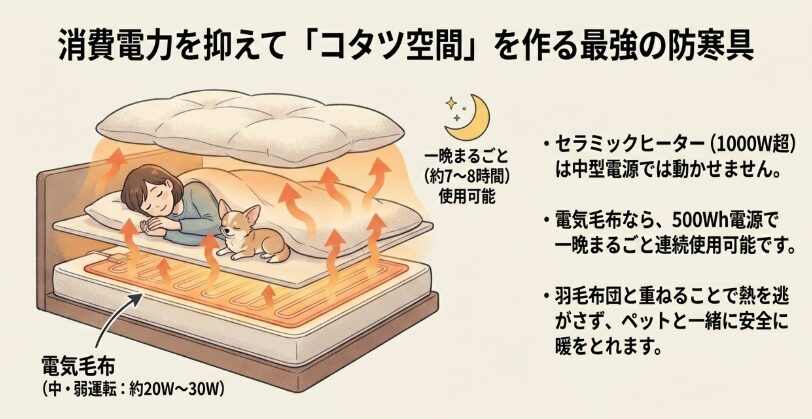 冬の防寒に活躍する電気毛布