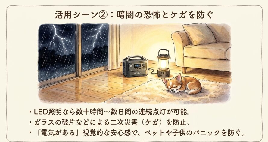 夜間の「明かり」の確保：暗闇の恐怖と二次災害を防ぐ