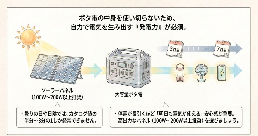 長期停電を乗り切るための発電力