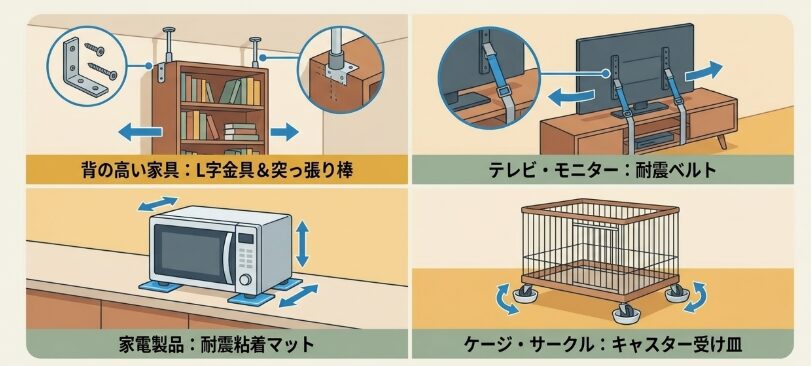 転倒・落下を防ぐ!家具や家電の「部屋固定術」